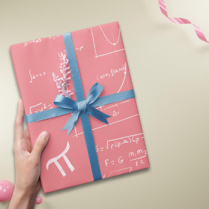 Rosa und weiße mathematische Formeln und Gleichung Geschenkpapier