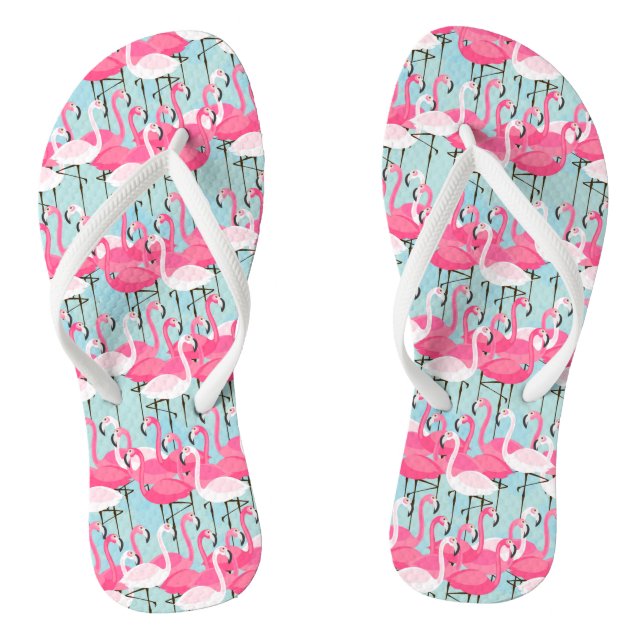 Rosa und weiße Menge der Flamingos Flip Flops (Fußbett)