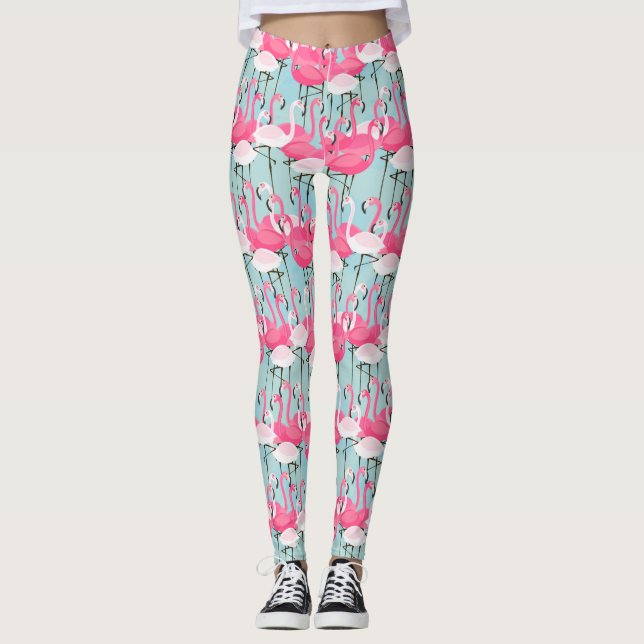 Rosa und weiße Menge der Flamingos Leggings (Vorderseite)