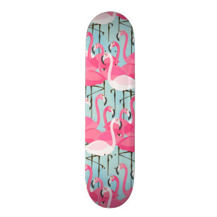 Rosa und weiße Menge der Flamingos Skateboard