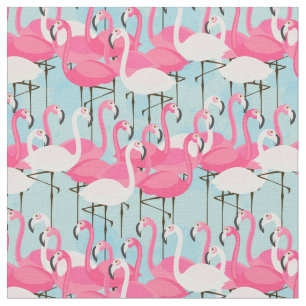 Rosa und weiße Menge der Flamingos Stoff