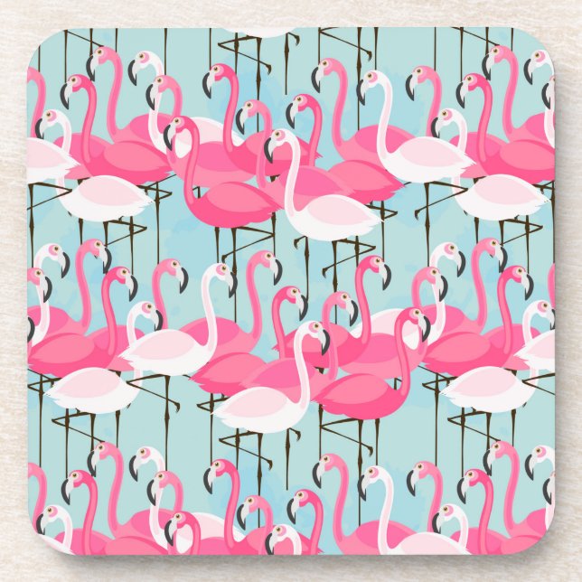 Rosa und weiße Menge der Flamingos Untersetzer (Vorderseite)