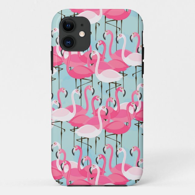 Rosa und weiße Menschenmenge von Flamingos Case-Mate iPhone Hülle (Rückseite)