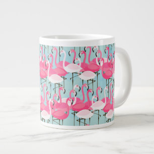 Rosa und weiße Menschenmenge von Flamingos Jumbo-Tasse