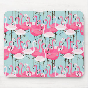 Rosa und weiße Menschenmenge von Flamingos Mousepad