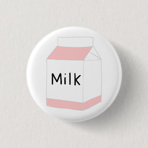 Rosa und weiße Milchverpackung Button