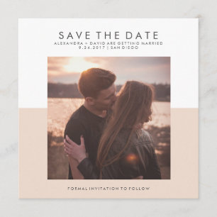 Rosa und weiße Minimal Save the Date Foto