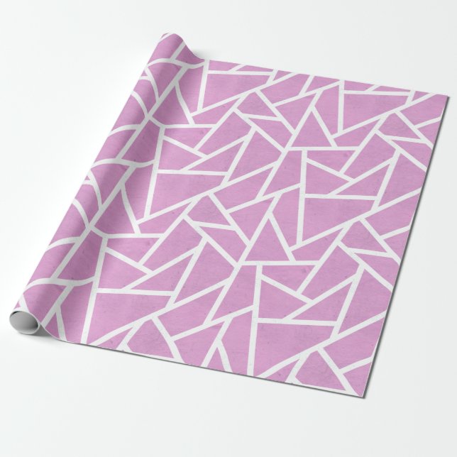 Rosa und weiße Mosaikmuster Geschenkpapier (Ungerollt)