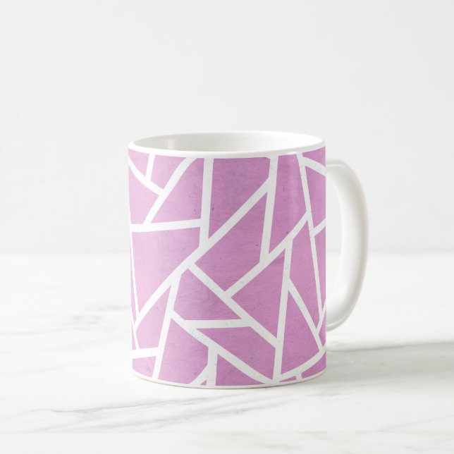 Rosa und weiße Mosaikmuster Kaffeetasse (VorderseiteRechts)