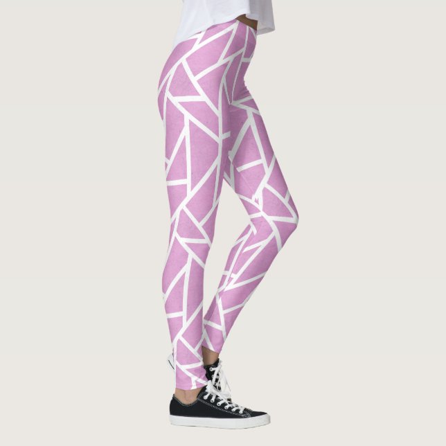 Rosa und weiße Mosaikmuster Leggings (Rechts)
