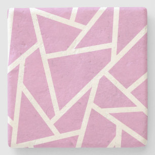 Rosa und weiße Mosaikmuster Steinuntersetzer