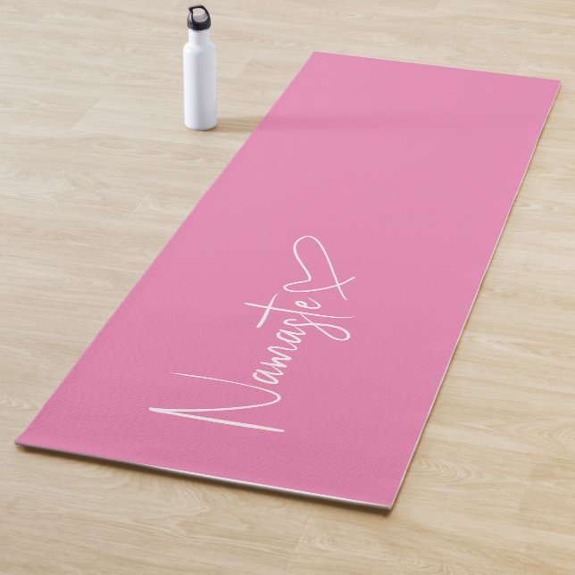 Rosa und weiße Namaste Script Reversible Yogamatte (Beispiel)