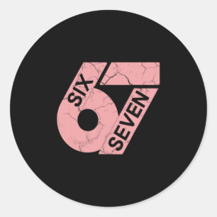 Rosa und weiße Nummer 67 Jersey Spieler Uniform #6 Runder Aufkleber