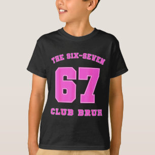 Rosa und weiße Nummer 67 Vintage-Sport-Meme-Kinder T-Shirt
