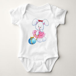 Rosa und weiße Ostersonnige Kaninchen mit Ostereie Baby Strampler