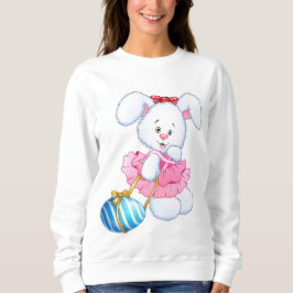 Rosa und weiße Ostersonnige Kaninchen mit Ostereie Sweatshirt