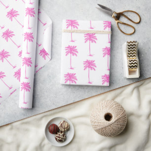Rosa und Weiße Palm-Palmetto-Palme Geschenkpapier