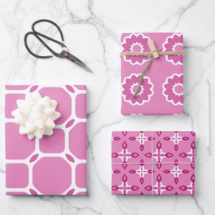 Rosa und weiße Papierpackung 76 Geschenkpapier Set
