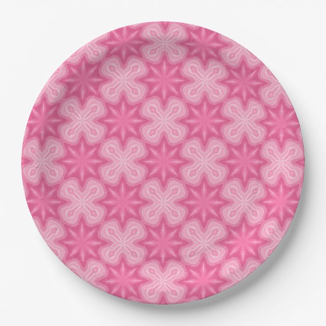 Rosa und weiße Pappteller (Vorderseite)