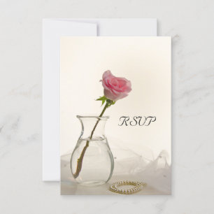 Rosa und weiße Perlen Hochzeit RSVP Karte