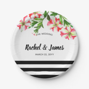 Rosa und weiße Petunien Kunst und Kultur Pappteller