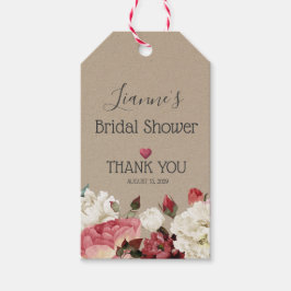 Rosa und weiße Pfirsiche Frühlingsblumen Brautpart Geschenkanhänger