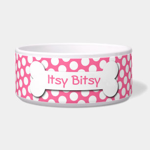 Rosa und weiße Polka Dog Bone Napf