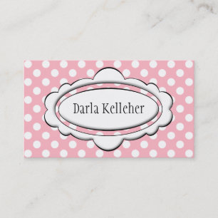 Rosa und weiße Polka Dot Business Cards Visitenkarte