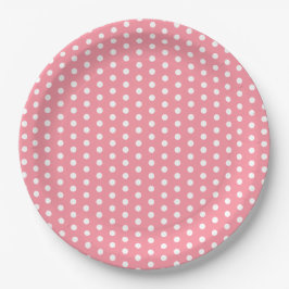 Rosa und weiße Polka-Dot Pappteller