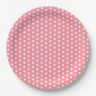 Rosa und weiße Polka-Dot Pappteller
