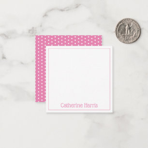 Rosa und weiße Polka Dot Personalisiert Mitteilungskarte