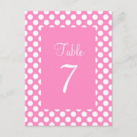 Rosa und weiße Polka Dot Tischnummer Postkarte