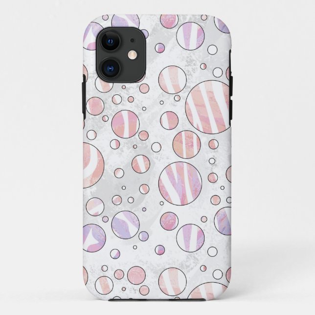 Rosa und weiße Polka Dot Zebra Case-Mate iPhone Hülle (Rückseite)