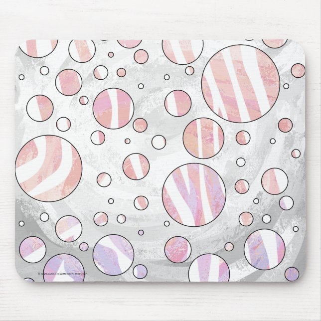 Rosa und weiße Polka Dot Zebra Mousepad (Vorne)