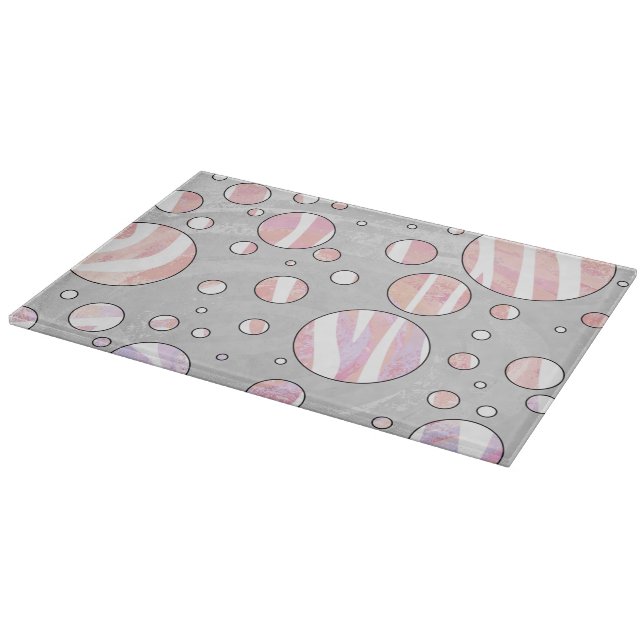 Rosa und weiße Polka Dot Zebra Schneidebrett (Ecke)