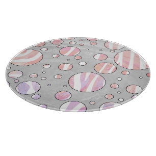 Rosa und weiße Polka Dot Zebra Schneidebrett