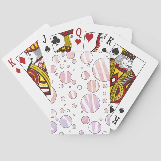 Rosa und weiße Polka Dot Zebra Spielkarten (Rückseite)