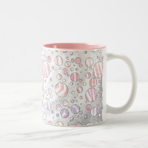 Rosa und weiße Polka Dot Zebra Zweifarbige Tasse