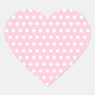 Rosa und weiße Polka Dots Muster. Herz-Aufkleber