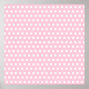 Rosa und weiße Polka Dots Muster. Poster