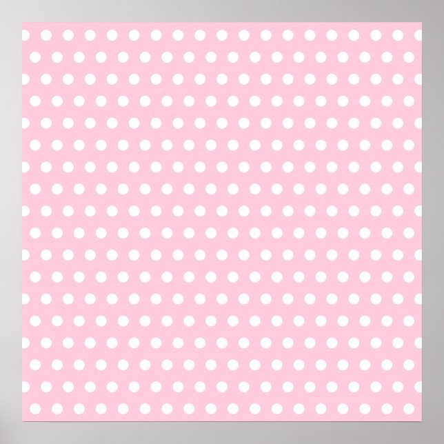 Rosa und weiße Polka Dots Muster. Poster (Vorne)