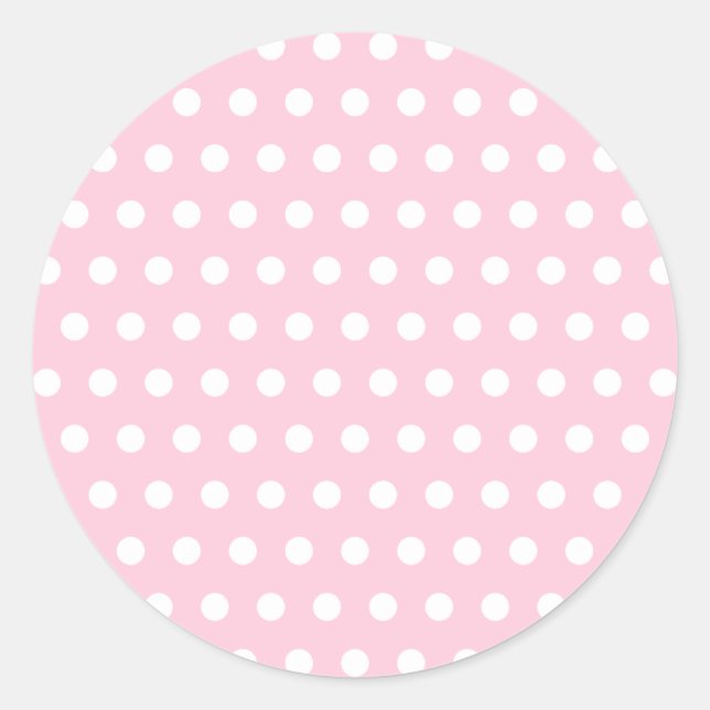 Rosa und weiße Polka Dots Muster. Runder Aufkleber (Vorderseite)
