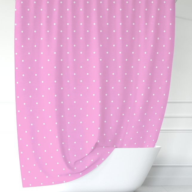 Rosa und weiße Polka-Punkte Duschvorhang (Von Creator hochgeladen)