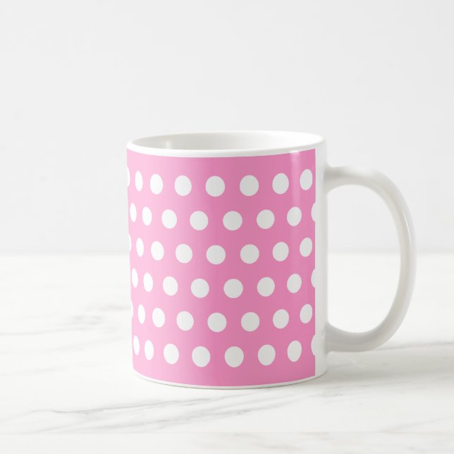 Rosa und weiße Polka-Punkte Kaffeetasse (Rechts)