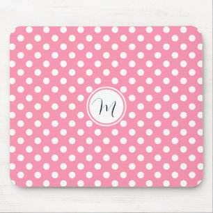 Rosa und weiße Polka-Punkte Mousepad