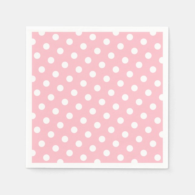 Rosa und weiße Polka-Punkte Serviette (Vorderseite)