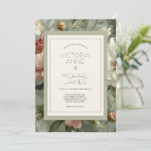 Rosa und weiße Ponys Elegantes Hochzeitsempfang Einladung