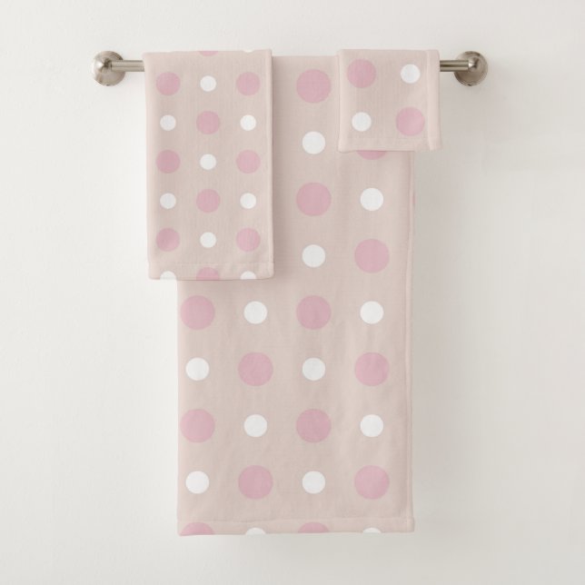 Rosa und weiße Punkte Badhandtuch Set (Insitu)