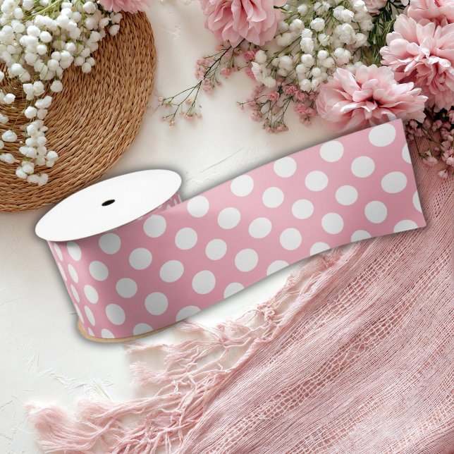 Rosa und weiße Punkte Elegantes Babydusche Satin Satinband (Von Creator hochgeladen)