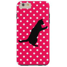 Rosa und weiße Punkte und Katzen-Silhouette Iphone Tough iPhone 6 Plus Hülle